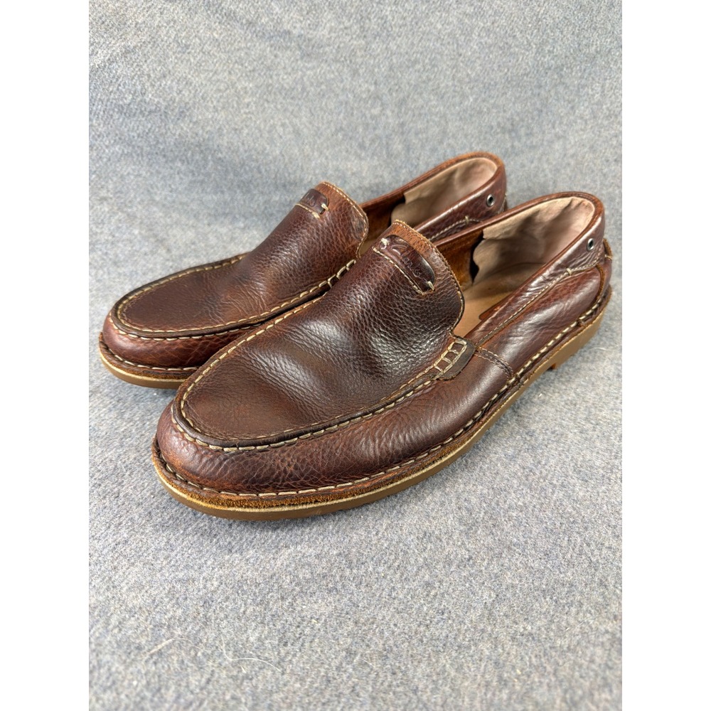 Clarks Loafers Mens 9.5M Brown Leather Slip On‎ Moc Toe 61693 Dress Shoes
